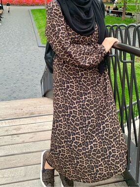 H&M Leopard-Print Maxi Dress in Brown and Black